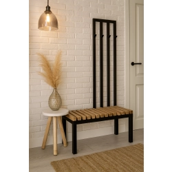 Ławka Metalowa Z Wieszakiem Loft Siedzisko Drewno Lite Dąb LM-94 Rozmiary od 50 cm do 200 cm